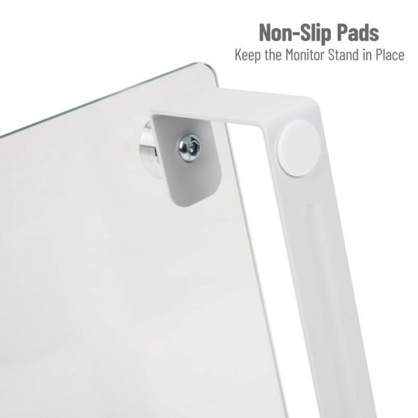 Mind Reader - Monitor Stand, Contemporary, Desktop Organizer, Laptop Riser, Office, Glass, 22"L x 8.25"W x 3"H - Clear