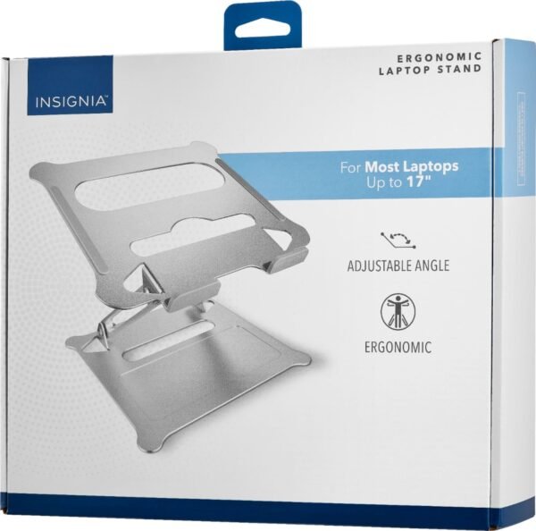 Insignia™ - Ergonomic Laptop Stand with Adjustable Height and Angle for Laptops up to 17" Wide - Silver - Open Box - Good