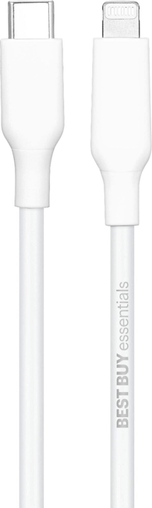 Best Buy essentials™ - 5' USB-C to Lightning Charge-and-Sync Cable - White