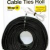 Wrap-It Storage Self-Gripping Cable Ties Roll - 8-inch (50-Pack) Black - Reusable Hook and Loop Ties - Black