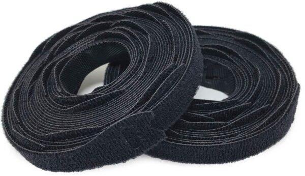 Wrap-It Storage Self-Gripping Cable Ties Roll - 8-inch (50-Pack) Black - Reusable Hook and Loop Ties - Black