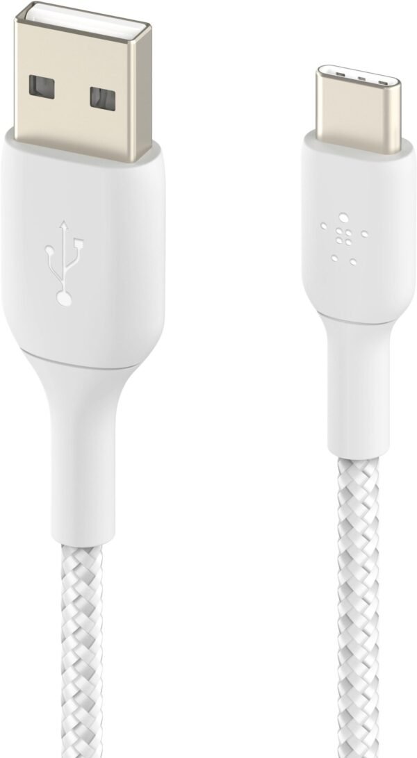 6582010cv1d-scaled-1.jpg Belkin - BOOST↑CHARGE Braided USB-C to USB-A Cord 6.6ft for iPhone 16 Series, Samsung, Google Pixel 7 & 8, iPad Pro & More - White