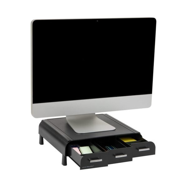 7c8cfe3f-a4da-4943-b4e5-720049379770.jpg Mind Reader - Monitor Stand, Laptop Riser, Desktop Organizer, Storage Drawer, Office, Plastic, 13.5"L x 13"W x 4"H - Black